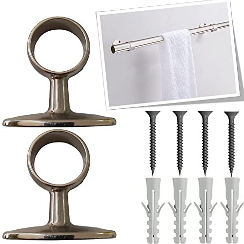 parpyon® 2 Supporti per bastoni Tende in Metallo da 32mm, staffe Bastone Tenda - Corrimano ringhiera a muro, Materiale Resistente per Appendi Prodotto Italiano (518NS, 32MM)