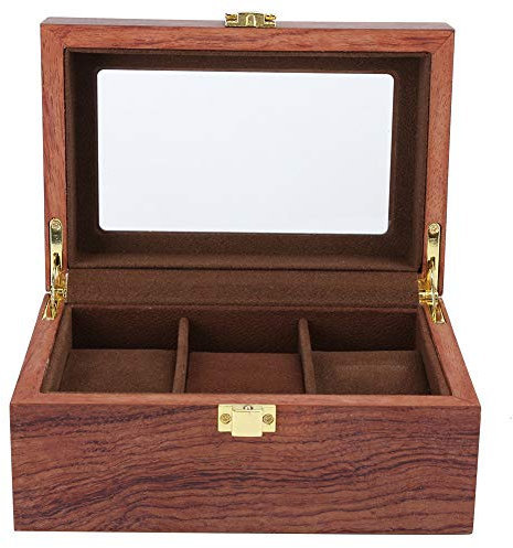 ZJchao Uhrenbox 3 Slots, Uhrenkasten Uhrenvitrine Klassisches Holz Uhrenschatulle mit Glasdeckel herausnehmbaren Uhrenkissen Uhrenkoffer Uhren Aufbewahrung für Männer