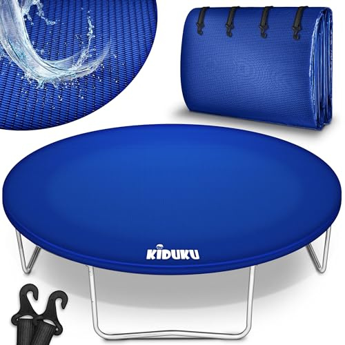 KIDUKU® Trampolin Abdeckung 244-427 cm | Outdoor Regenabdeckung Winterfest | Wetterschutzplane wetterfest, reißfest & UV-beständig | Abdeckplane für Gartentrampolin schützt vor Regen, Schnee & Staub