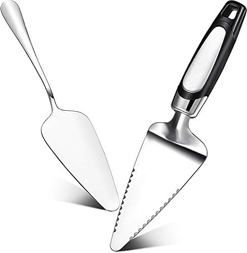Patelai 2 Pcs Stainless Pie Servers Cake Pizza Cutters Tart Dessert Slicer Set Silvery Serving Slicer and Spatulas for Cakes, Loaves, Eggs and More