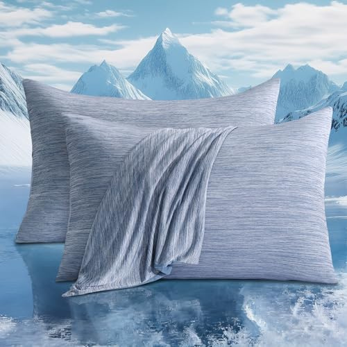 Luxear 2er Kühlender Kissenbezug Atmungsaktiv 40x80cm für Nachtschweiß,Blau | Superweich Kissenhülle, Japanische Arc-Chill 3.0 Q-Max 0,5 Kühlstoff Zweiseitig Kopfkissenbezug, Versteckter Reißverschluss