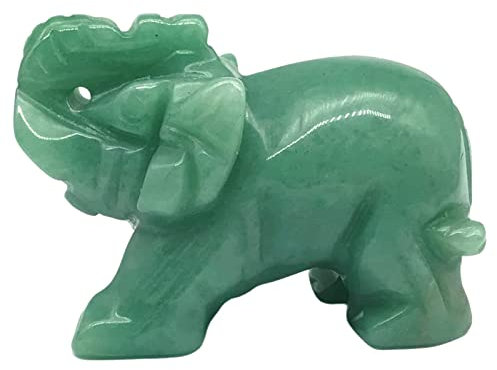 Natürlicher grüner Jadestein, Elefant, Glückselefant, Kristall, Edelstein, geschnitzter Elefant, Statue, Ornament, Heimdekoration (5,1 cm, grün)