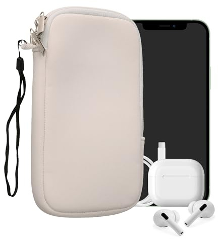kwmobile Handytasche für Smartphones L - 6,5 - Neopren Handy Hülle Weiß - Handy Tasche 16,5 x 8,9 cm Innenmaße