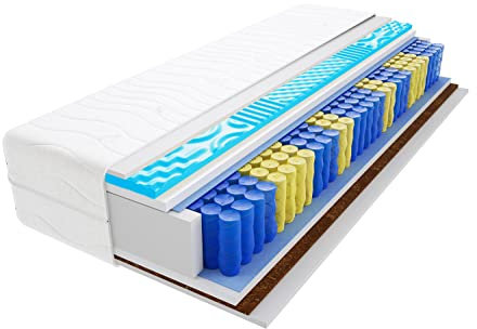 Godre Matratze 80x190 cm Doppelmatratze, H3 & H4 Federkernmatratze, Taschenfederkernmatratze 14 cm Hoch Kokosfaser Profilierter Visco Memory Hypoallergene, HR-Schaum Romeo Mini Visco Molet