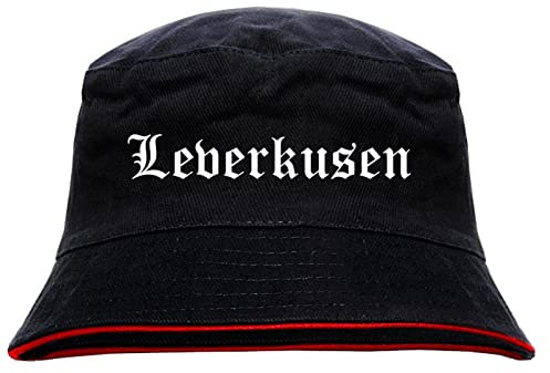 sostex Leverkusen Anglerhut - Altdeutsche Schrift - Schwarz-Roter Fischerhut XL Schwarz