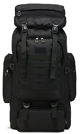 Rozhuhro 80L Militärische Taktischer Wasserdicht Wanderrucksack Gepäckbeutel Große Kapazität Survival Rucksack Trekkingrucksack Reiserucksack, 600D Oxford Outdoor Rucksack,Army black
