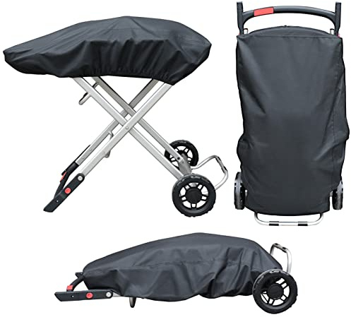 TOHONFOO Grillabdeckung für Weber 9010001 Traveler tragbarer Gasgrill – strapazierfähiges, wasserdichtes 600D Oxford-Gewebe und verstellbarer Saum-Grillabdeckung