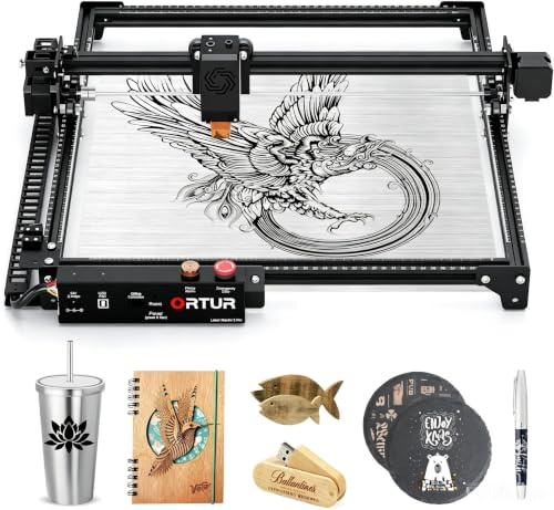 ORTUR Laser Master 2 Pro S2 LU2-10A Lasergraviermaschine 10W Ausgangsleistung, 400x400mm Gravierbereich, Air Assist, CNC Graviermaschine mit 8 Sicherheitsfunktionen für Metall Holz Acryl Leder