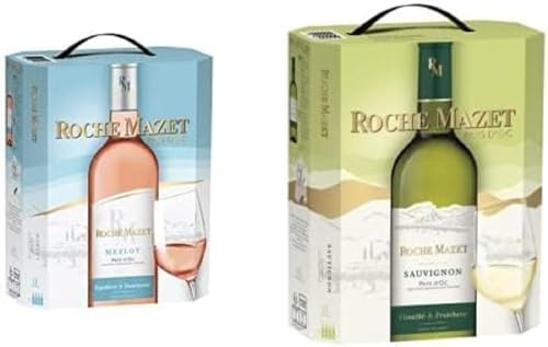 Roche Mazet – Vin Rosé Merlot (3L) + Vin Blanc Sauvignon (3L) – IGP Pays d’Oc – Bag in Box