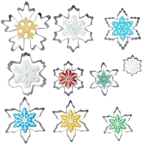 Copo de Nieve Corte de Galletas Acero Inoxidable Moldes Galletas Navidad, Cortadores de Galletas Navidad Molde Galletas Para La Cocina Hornear Pastel Galletas El Chocolate (10)