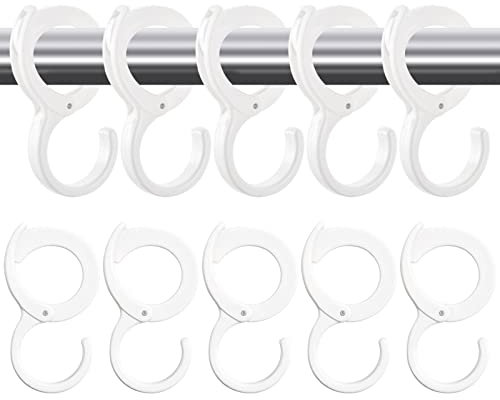 Jicyor Pack of 20 S Hooks for Hanging - Small White Anti-Drop Hangers With Eyelet for Clothes Rail and Wardrobe