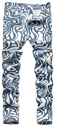 Tie Dye Jeans for Men UK Sale Clearance Slim Fit Skinny Jeans Stretch Joggers Basic Classic Denim Trousers Gradient Work Pants Casual Jegging Boys Biker Trousers Frayed Jeans Plus Size M-6XL