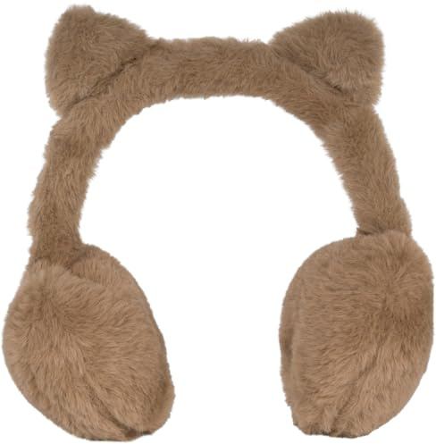 styleBREAKER Kinder Plüsch Ohrenschützer Öhrchen | Durchmesser 10 cm, Band-Länge flexibel anpassbar (24 bis 27 cm), weicher Kunstfell-Stoff für Erwachsene, Katzenohren.