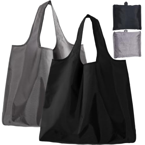 Aieino Bolsas de compras plegables, 2 unidades, bolsa de la compra reutilizable, plegable en una bolsa, resistente al agua, lavables, bolsas grandes para la compra, bolsa de compras resistente para