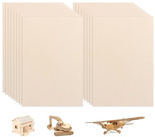 VIDETOL 16 Pièces Natural Contreplaqué, 300 x 300 x 1,5 mm Feuilles de Bois, Panneau Bois Non Finie pour Modélisme Architectural, Décorer, l'artisanat