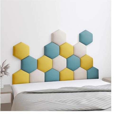 SXEVZOO Schälen und Kleben Kopfteil - 17 Stück Selbstklebende Gepolsterte Wandpaneele -120/150/180cm Schalldichte Weiche Wandkissen - 3D Anti-Kollisions