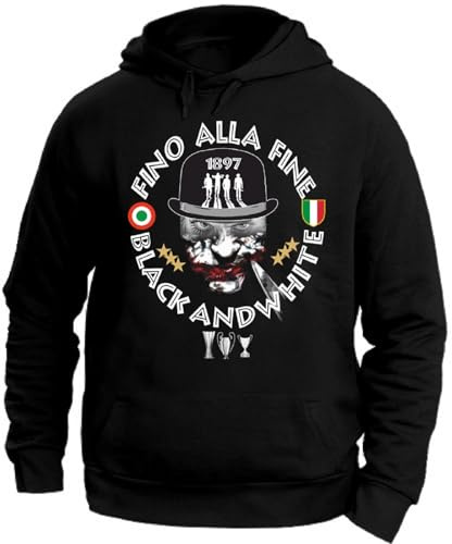 ORIGINAL FAKE Felpa nera con cappuccio e marsupio e stampa sia davanti sia retro TAGLIE S COLORE NERO