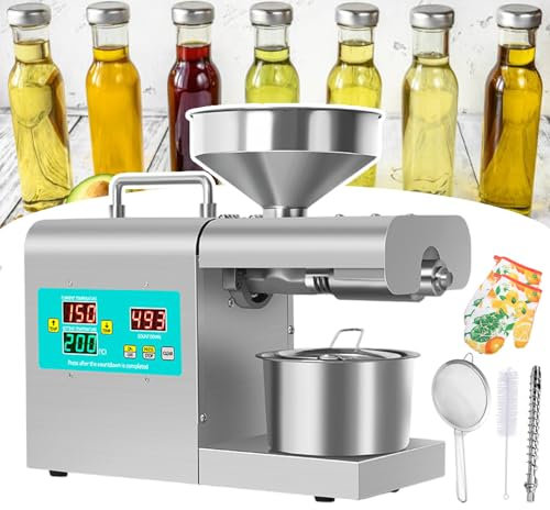 pedenencelia Commercial Automatic Oil Press Machine, 820w Cold Hot Press Stainless Steel Seed Oil Maker,No-Fry Pressing Electric Oil Press Machine For Peanut Canola Soybean