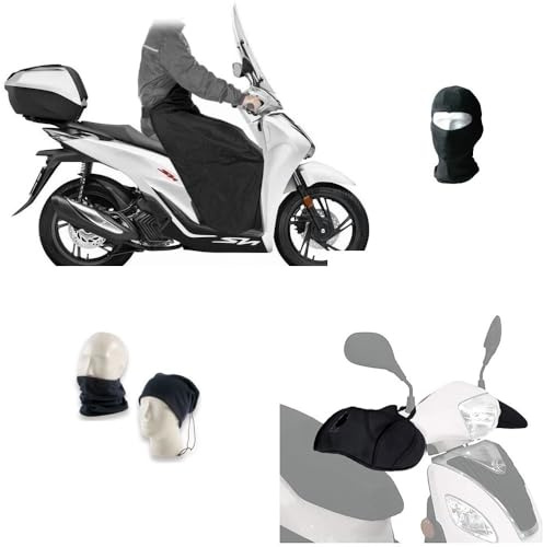 Compatible con KYMCO Agility 125 R16 CUBREPIERNAS Manta TÉRMICA Acolchada + CUBREMANOS PARAMANOS DE Neopreno para Scooter Funda para Manos Impermeable para Lluvia FRÍA