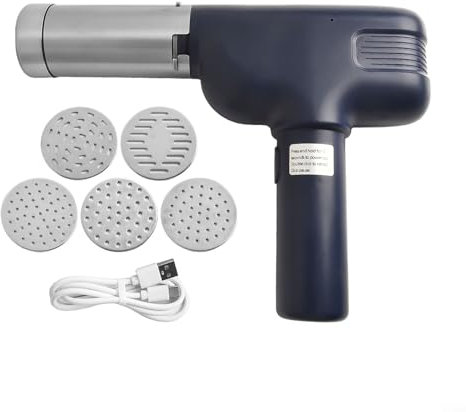Zilimontt Machine à pâtes électrique portable 5 en 1 rechargeable avec spaghetti, linguine, cheveux d'ange, fettuccine, moules carrés pour pâtes fraîches faites maison