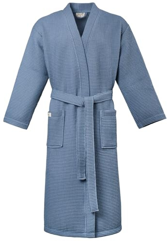 PandaHome Bademantel mit Kapuze 100% Baumwolle Waffelstoff Damen & Herren | Leichter Morgenmantel Waffel, Reisebademantel, Weiches, Saugfähiges und Leichtes Spa Bademäntel