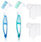 IKOPFLN 2 Pièce Mini brosse a dent, brosse a dent pour dents artificielles, Brosse à Dents Dentier, Brosse à Prothèses pour Appareil Dentaire Double Angle, Avec 2 protections de tête de brosse