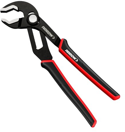 ARROW 10-Inch Groove Joint Pliers, Quick Adjust Water Pump Pliers with Press & Slide Button, CR-V Steel Tongue and Groove Plier with TPR Handle for Plumbing, Automotive and Household Repairs