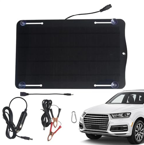 Caricatore solare portatile per auto, caricabatterie solare per veicoli - caricabatterie a pannello solare impermeabile da 10 W - caricabatterie per auto portatile, pannello solare leggero per piccoli