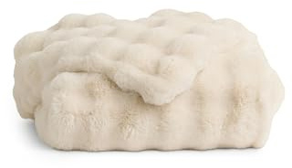 Cozy Earth Bubble Cuddle Blanket - Faux Fur Ultra-Soft Luxury Throw Blanket - Comfortably Weighted Design for Lounging or Sharing - Machine Washable - Throw 60 x 50 - Creme