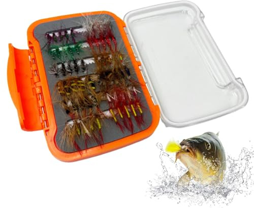 Fly Fishing Kit, Fly Kit | Set di esche per acqua salata | Assortimento di pesca a mosca - Set di esche secche bagnate attaccano accessori con scatola per salmone trota