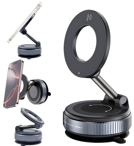 SI SEN porta cellulare auto magnetico, girevole a 360°, regolabile, pieghevole, supporto telefono auto magnetico, per telefono cellulare per superfici lisce