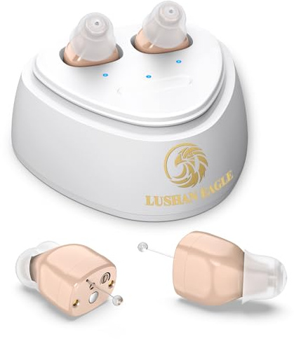 LUSHAN EAGLE Auriculares de amplificación digital Mini amplificador de sonido recargable (beige)