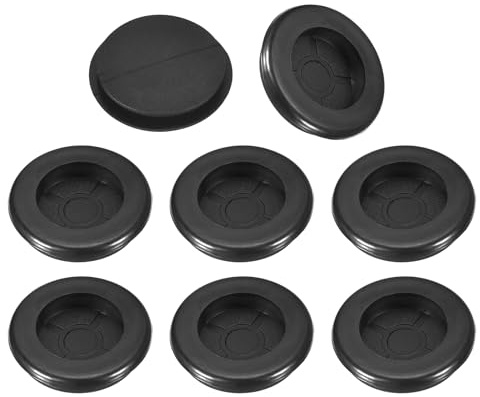 QUARKZMAN 8pz Occhielli in Gomma 30mm Foro di Perforazione, Guarnizione Anello per Tappi Fori Monofacciali ID 26mm Passacavi Scrivania per Protezione dei Cavi Firewall, Nero