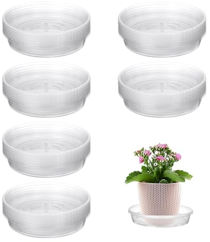 Generisk 30 x blomkruka underlägg Ø 15/20/25 cm transparent plast blomunderlägg blomkruka för inomhus- och utomhusväxter