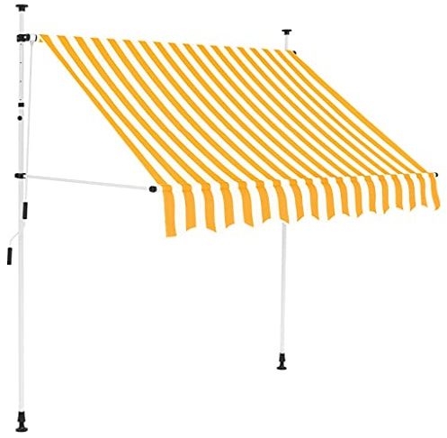Myheimly Markise, Klemmmarkise Einziehbar, Sonnenmarkise für Balkon Garten Terrasse, Balkonmarkise Einstellbare Höhe,Orange und Weiß,200 cm