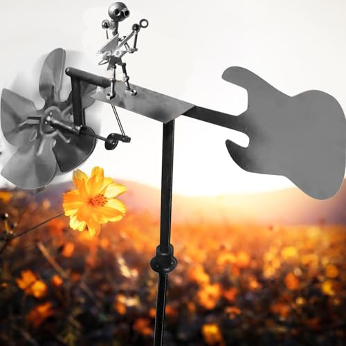 Handmade Metal Drummer Windmill Garden Decoration, Handmade Metal Drummer Windmill, Wind Garden Spinners, Wind-Powered Kinetic Sculpture, Wind Spinners for Yard Lawn Patio Decor (silver)