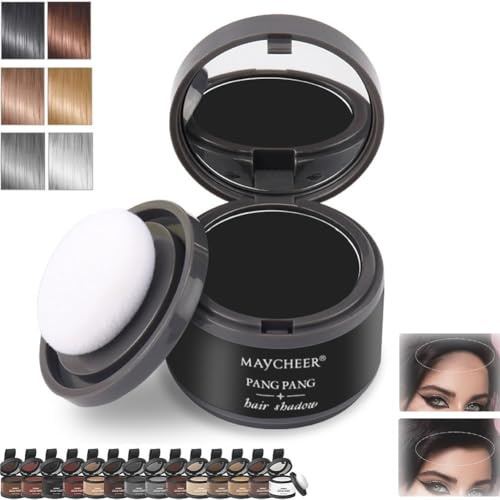 Poudre Cheveux Femme Retouche Racines, Maycheer Ombre Ligne Front, Correcteur Racines Instantané, Densifiant Volumateur Homme Femme, Solution Alopécie, Résultat Naturel Cheveux(5#Black)