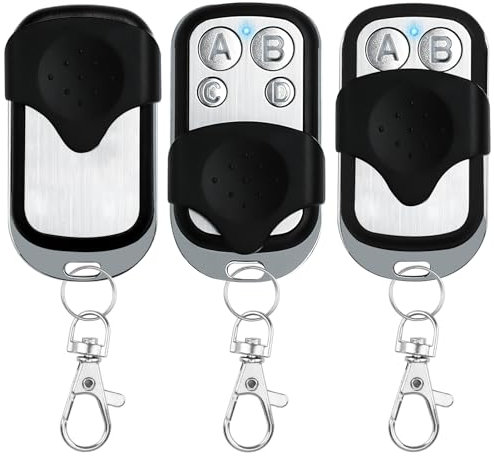 3Pcs Gate Remote Control Fob Universal Garage Door Opener Remotes 433.92MHz Electric Gate Fob with Key Cover Slide 4 Button Fixed Code Duplicator