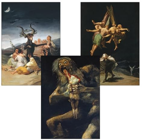 3er-Set Francisco de Goya Drucke | A3 matte Kunstdrucke auf Archivpapier | Klassische Kunst Wandbild | Gotische Schwarze Romantik Art Print | Wanddeko Gedruckt in Berlin (Ungerahmt)