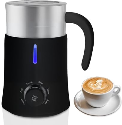 Electric Milk Frother, 4-in-1 Automatic Milk Warmer and Frother, 700ml Large Capacity 600W Coffee Foam Maker for Coffee Latte Cappuccino Heating Hot & Cold Milk (Black)