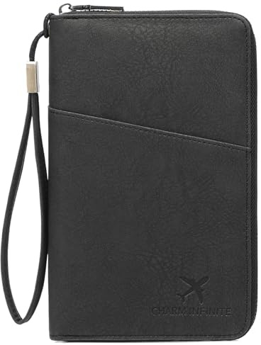 Toctax Reisepass Tasche Familie Reiseorganizer mit RFID-Blocker, Reisepass Organizer Reisepasshülle für Damen und Herren (Schwarz)