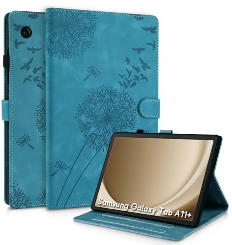 Galaxy Tab A11 Plus Hülle für Samsung Galaxy Tab A11+ 11 Zoll 2025 Schutzhülle, PU Leder mit Standfunktion, Löwenzahn Design, Magnetische Schutzhülle Kompatibel mit SM-X230/SM-X235/SM-X236B Blau