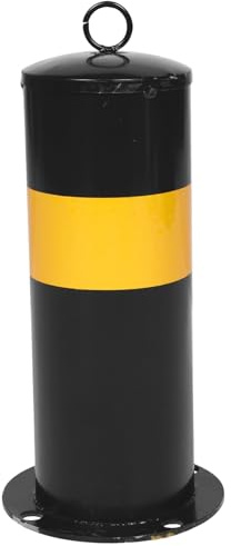 DIKACA Barrière de Stationnement Acier Épais Poteau de Sécurité Robuste pour Contrôle Trafic Protection Entrepôts et Chantiers Colonne de Signalisation Noire et Jaune