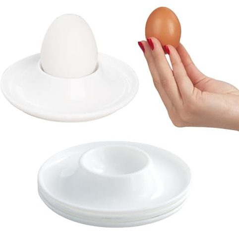 Tinsellns 4 Piezas Hueveras Blancas, Huevera, Hueveras para Huevos Cocidos, Hueveras de Plastico, Apilables, Plástico de Calidad, Apta para Cocina Huevos Hervidos Desayuno Cena, Blanco