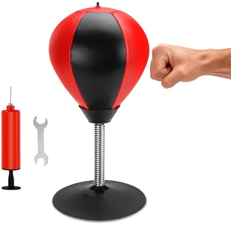 WPPQWP Boxsack Tisch Punchingball Boxen mit Saugnapf und Tischklemme, Anti Stress Boxbirne fürs Büro & Zuhause, Starke Rückfederung, für Erwachsene und Kinder