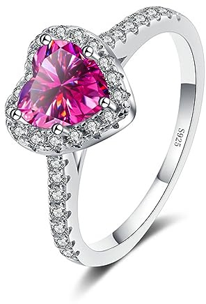 Moissanite Ringar for kvinnor 1ct D Färg VVS1 925 Sterling Silver Diamantringar Vit/Grön/Rosa vigselringar med certifikat(Pink,5)