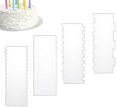 Lisciatore Per Torte Raschietto | 4 Pezzi Raschietto Spesso Doppia Faccia - Spatola Piana Liscia in Acrilico - Per Appassionati Principianti Famiglia Decorazione Glassa Crema Al Burro Cucchiaino