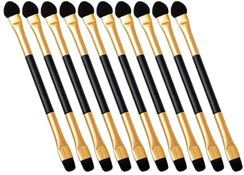 Mikinona 50 Pinceles de Sombra de Ojos de Doble Cara Cerdas Suaves y Esponja Aplicadora, Herramienta Precisa para Difuminar y Aplicar Sombra, Compacto para Maquillaje de Viaje