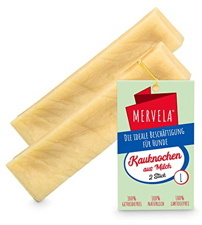MERVELA® Kaukäse für Hunde | 2 * 90 Gramm | Käseknochen | Beschäftigung & Belohnung | Käsestangen | Harter Yak Käse Hund | Himalayan Cheese Bones | Langer Kauspaß