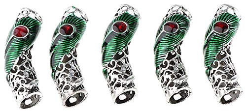 TOSSPER 5 Pcs Viking Beard Beads Silver Norse Hair Tube Beads for Hair Braiding Bracelet Pendant Necklace Silver Diy Hair Decoration